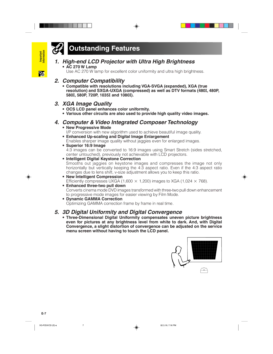 Sharp XG-P25X operation manual Outstanding Features, Computer Compatibility 