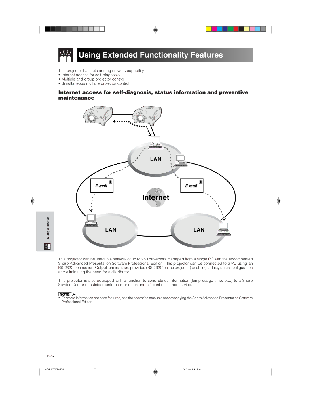 Sharp XG-P25X operation manual Using Extended Functionality Features, Internet 