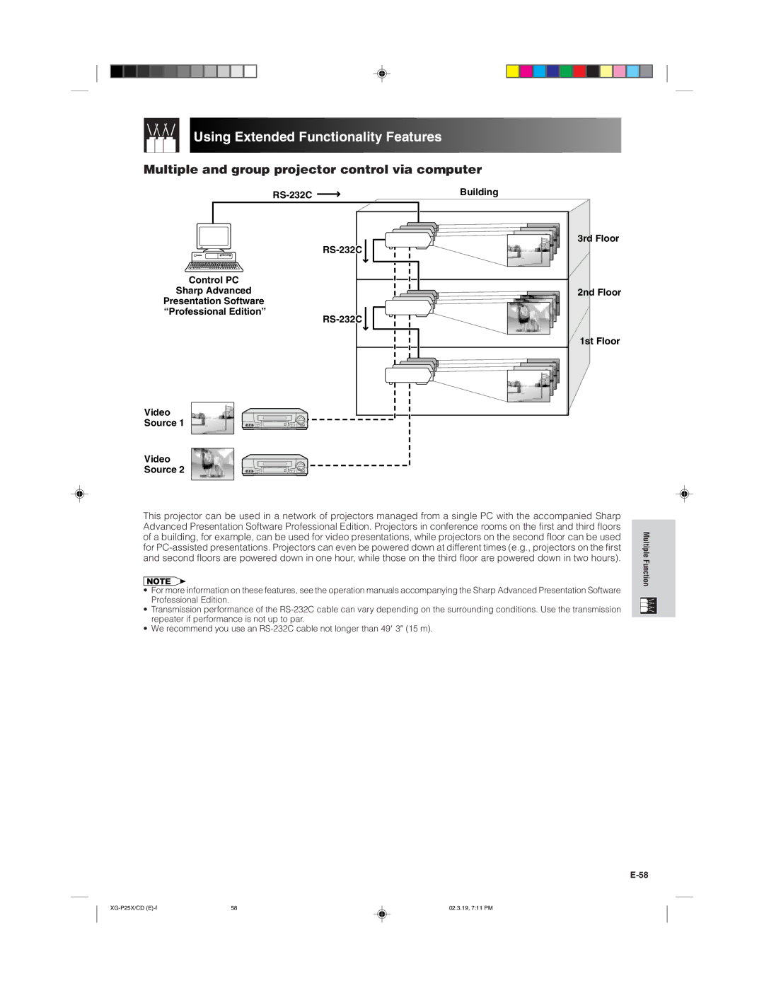 Sharp XG-P25X operation manual Using Extended Functionality Features, Multiple and group projector control via computer 