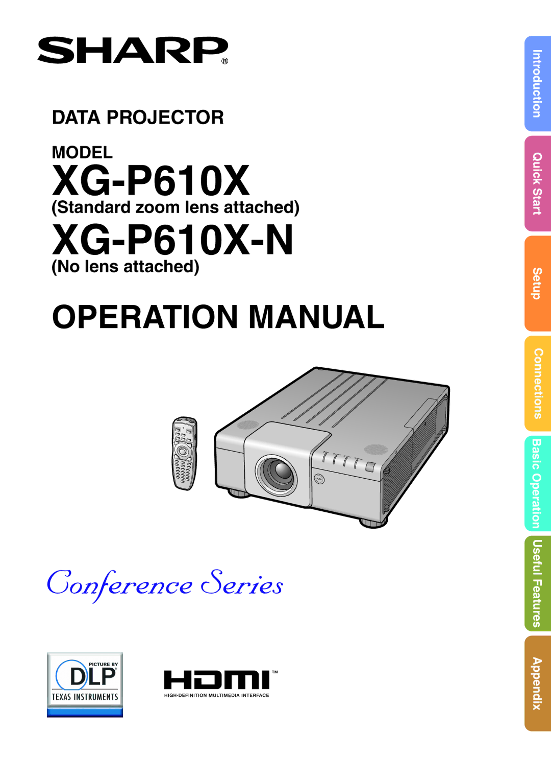 Sharp XG-P610X-N quick start 