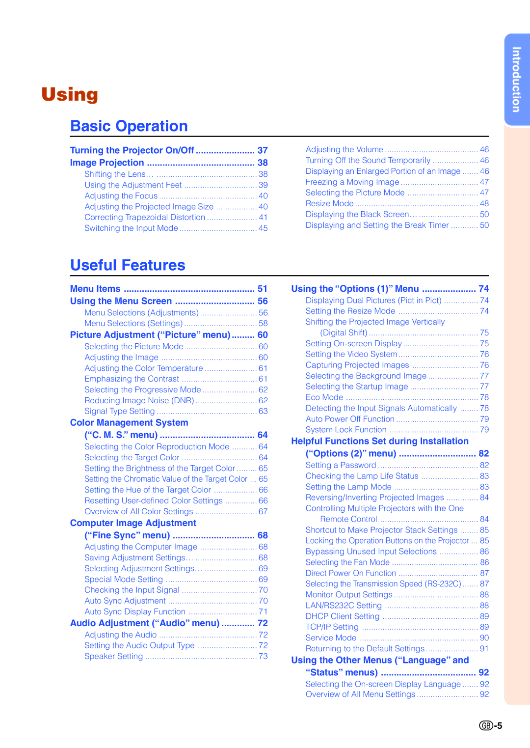 Sharp XG-PH70X-N operation manual Using 