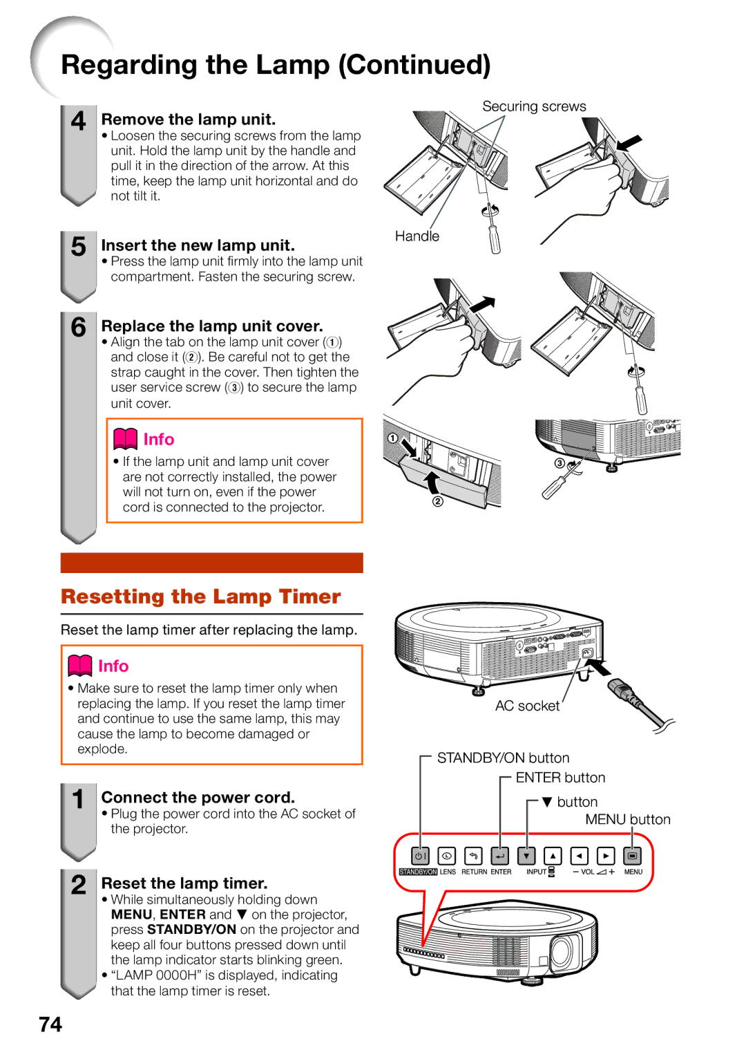 Sharp XG-SV200X, XG-SV100W appendix Resetting the Lamp Timer 