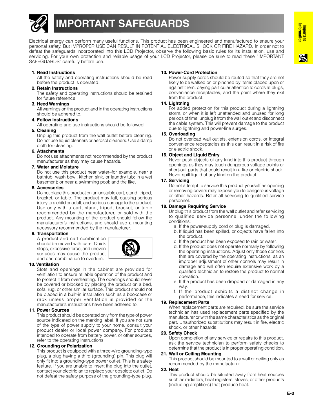 Sharp XG-V10XU Read Instructions, Retain Instructions, Heed Warnings, Follow Instructions, Cleaning, Attachments, Heat 