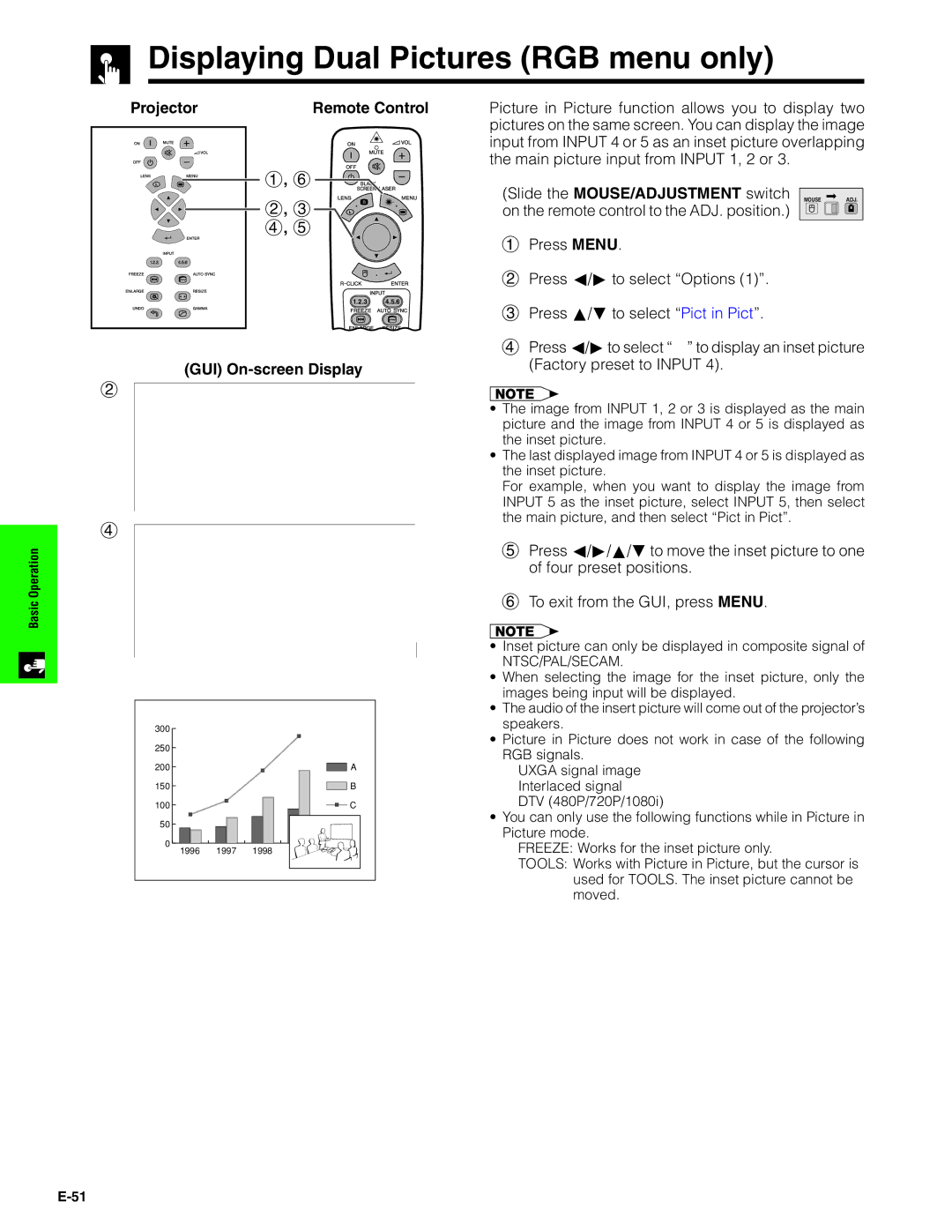 Sharp XG-V10XU operation manual Displaying Dual Pictures RGB menu only 