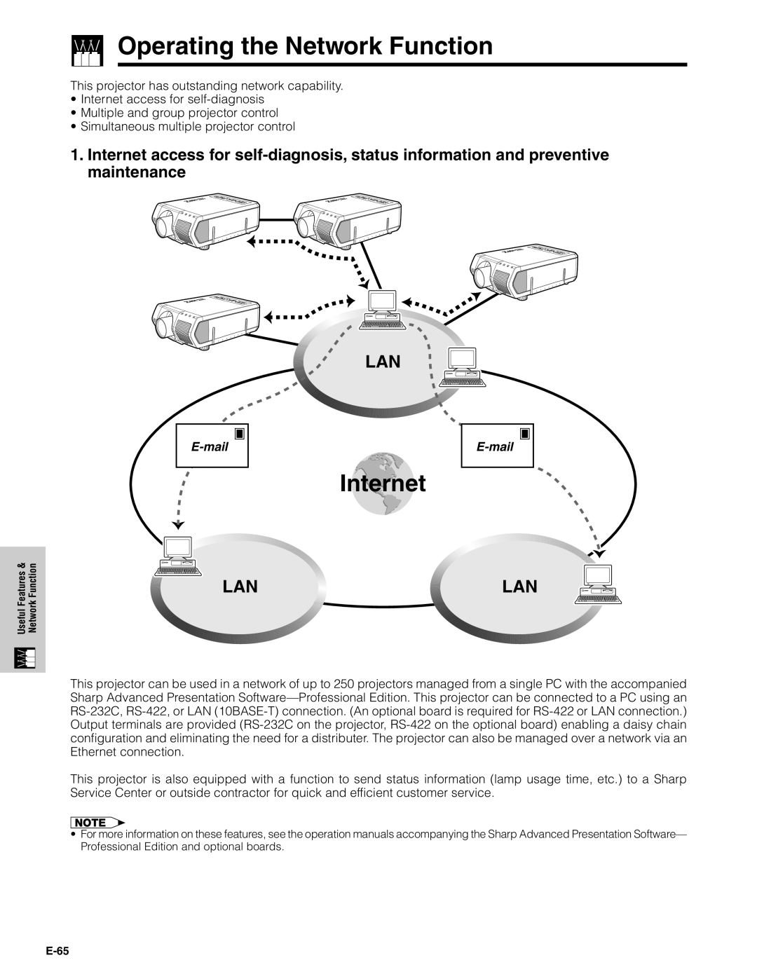 Sharp XG-V10XU operation manual Operating the Network Function, Internet 