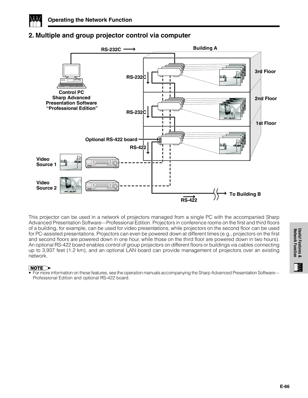 Sharp XG-V10XU operation manual Multiple and group projector control via computer, Operating the Network Function 