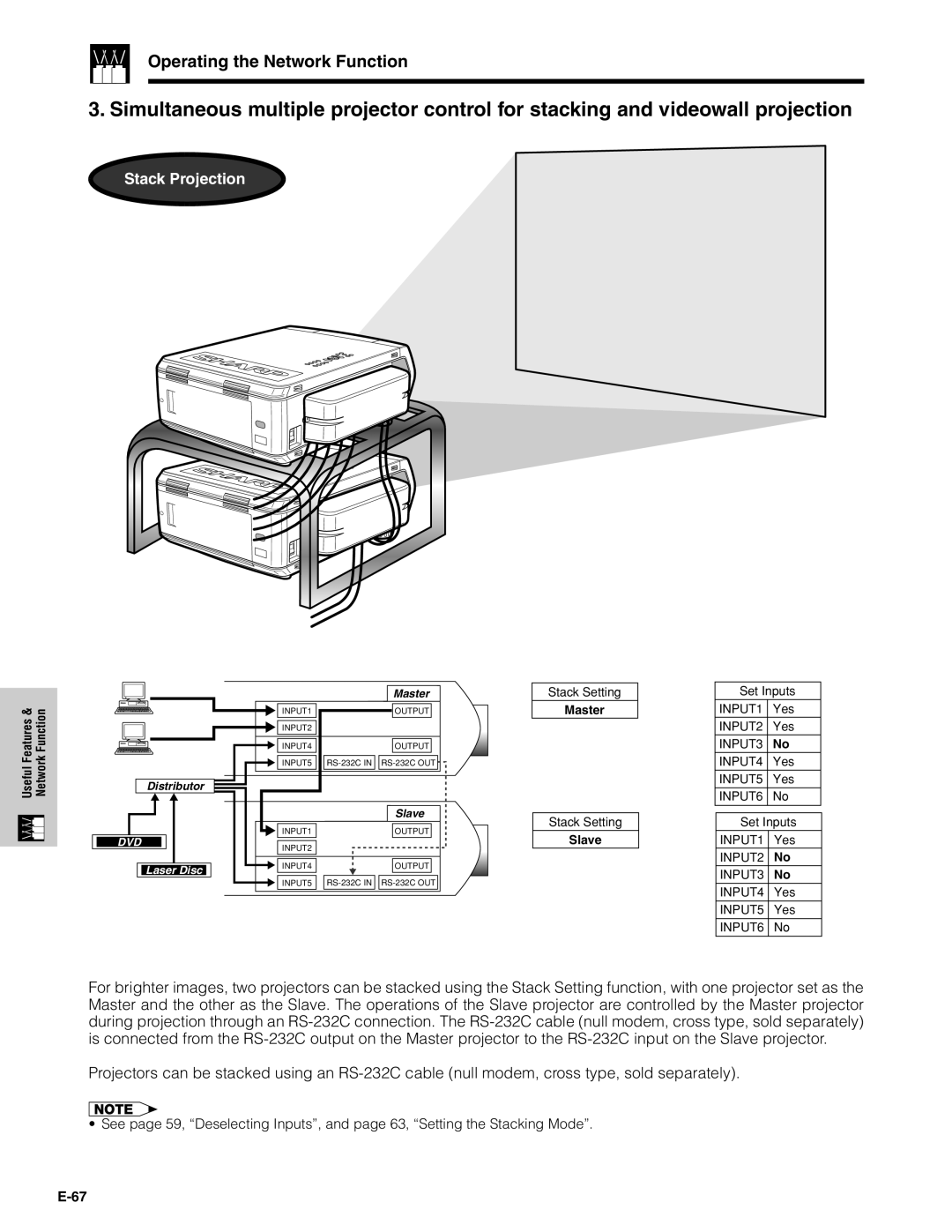 Sharp XG-V10XU operation manual Stack Projection 