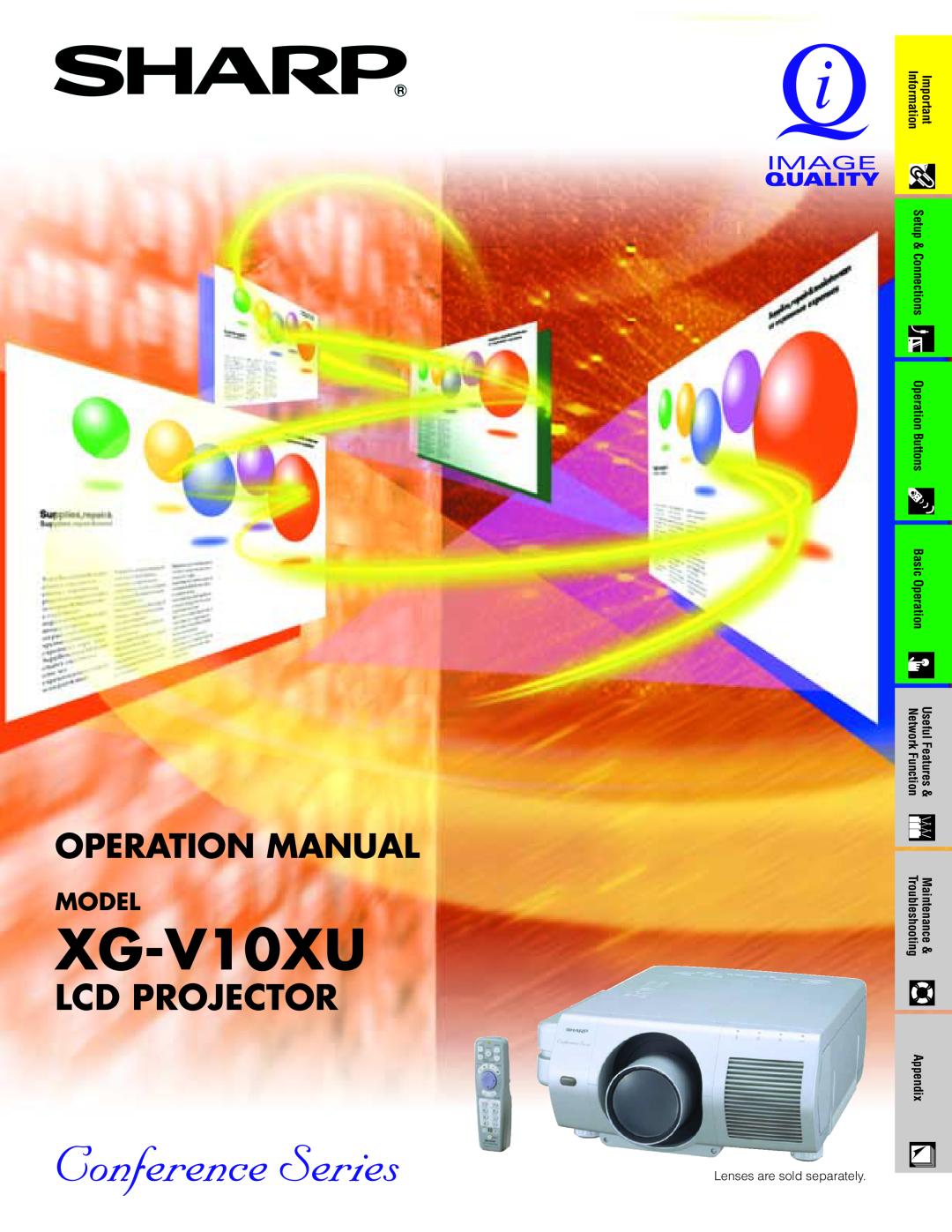 Sharp XG-V10XU operation manual Lcd Projector, Operation Manual, Model, Setup, Maintenance, Information, NetworkFunction 