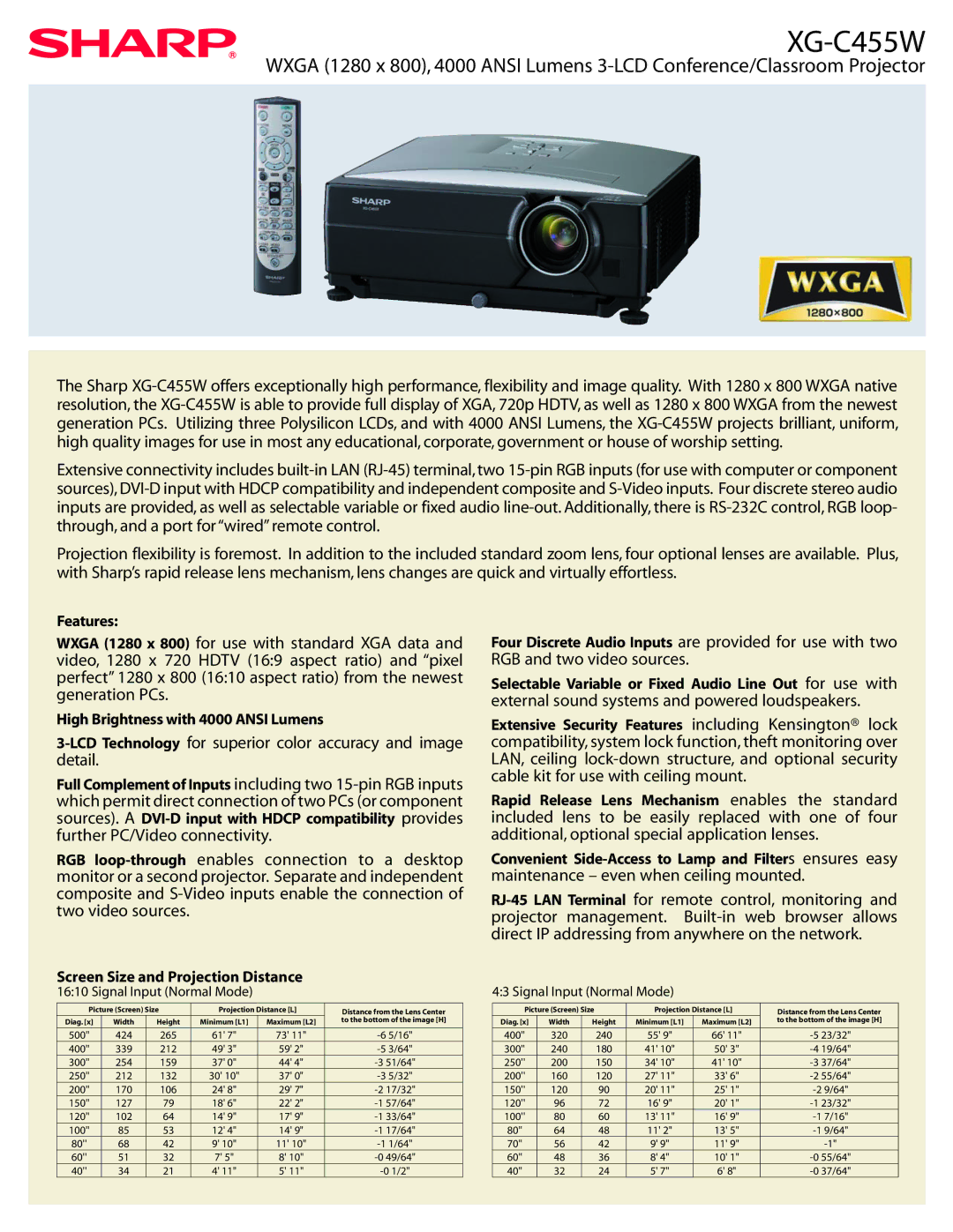 Sharp XGC455W manual XG-C455W 
