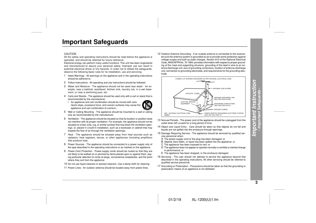 Sharp XL-1200 operation manual Important Safeguards 