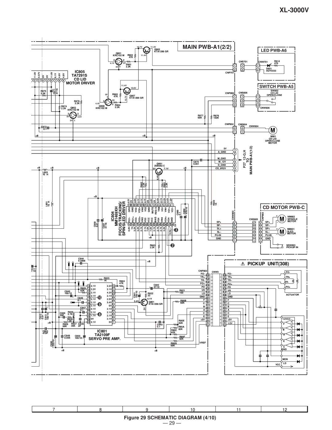 Sharp XL-3000V service manual CD Motor PWB-C, CD LID Motor Driver 