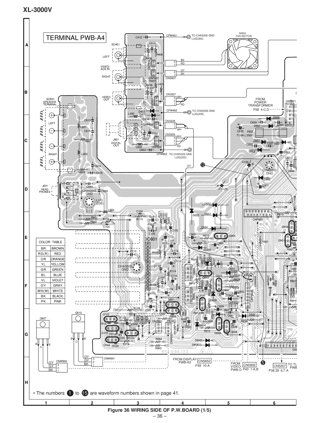 Sharp XL-3000V service manual To 15 are waveform numbers shown 