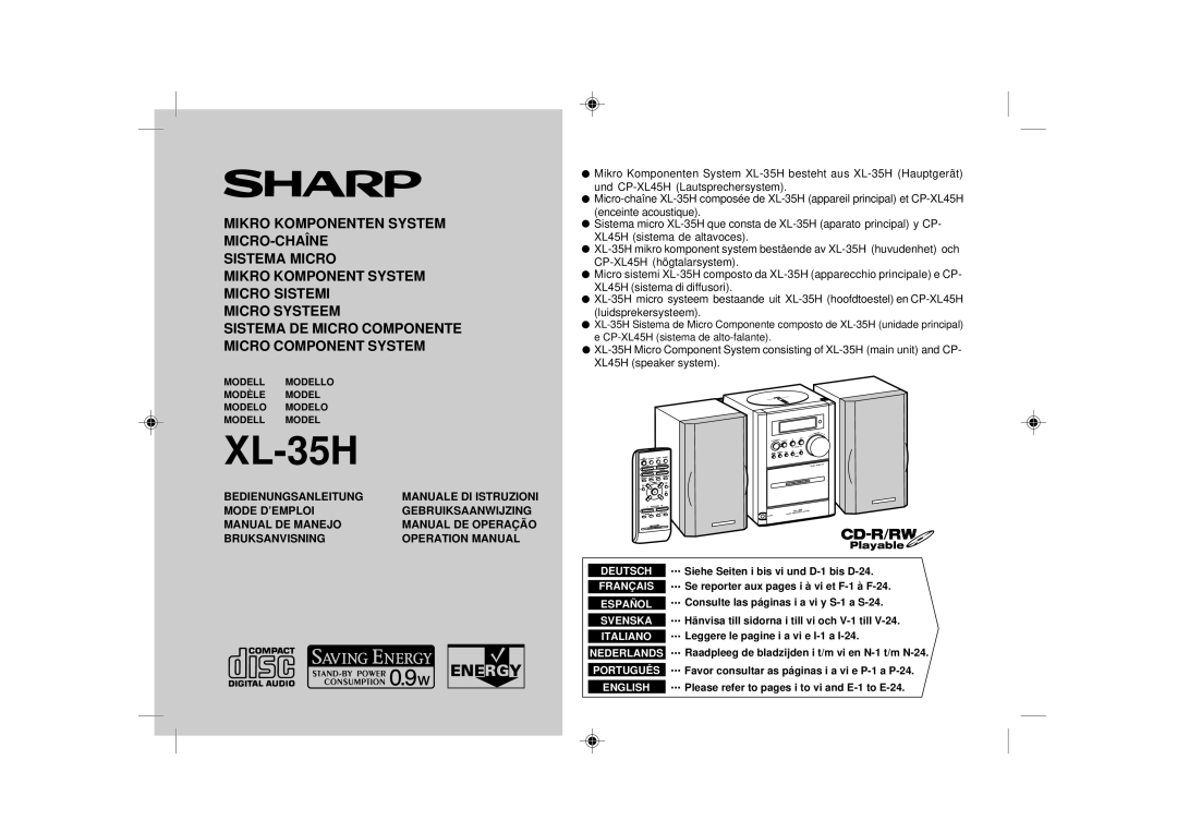 Sharp XL-35H operation manual 