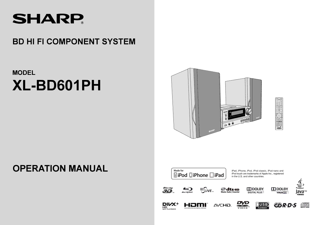 Sharp XL-BD601PH operation manual 