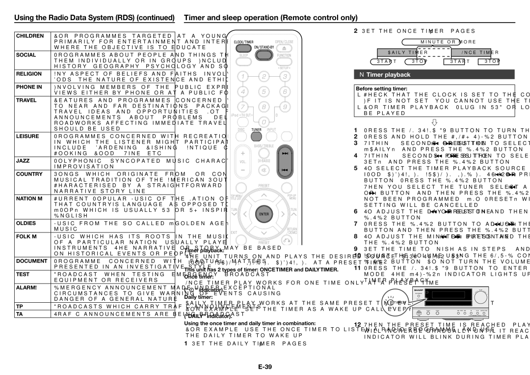 Sharp XL-BD601PH operation manual Timer and sleep operation Remote control only, Timer playback 