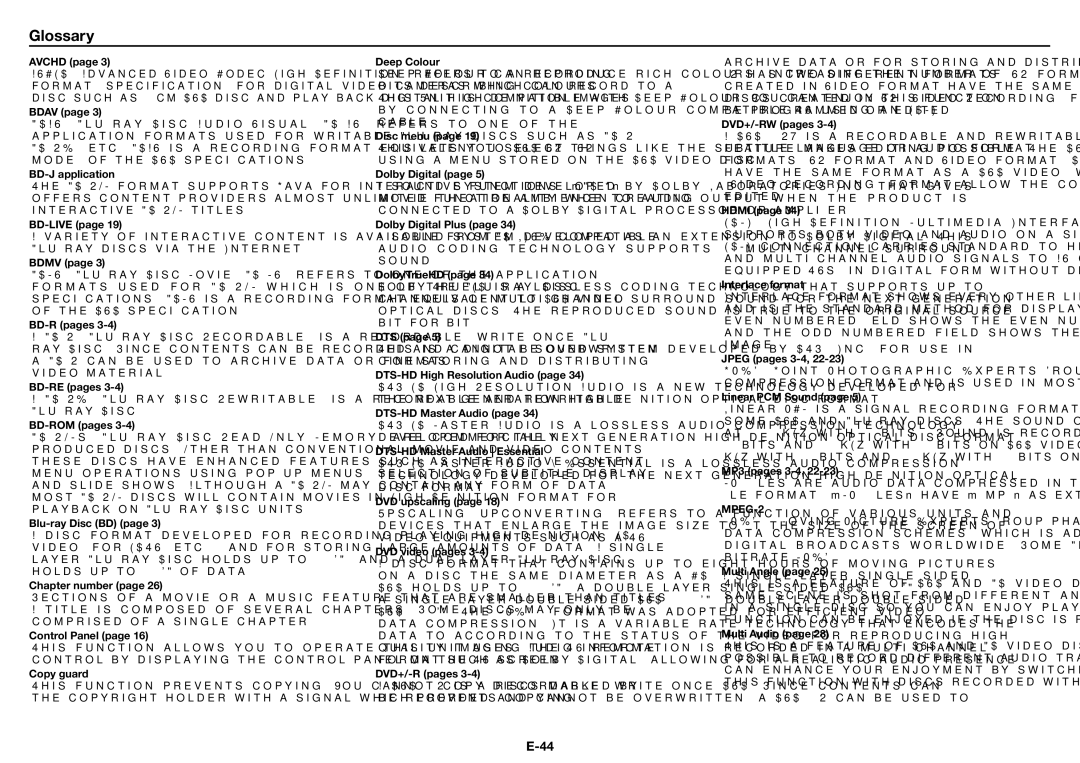 Sharp XL-BD601PH operation manual Glossary, MPEG-2 