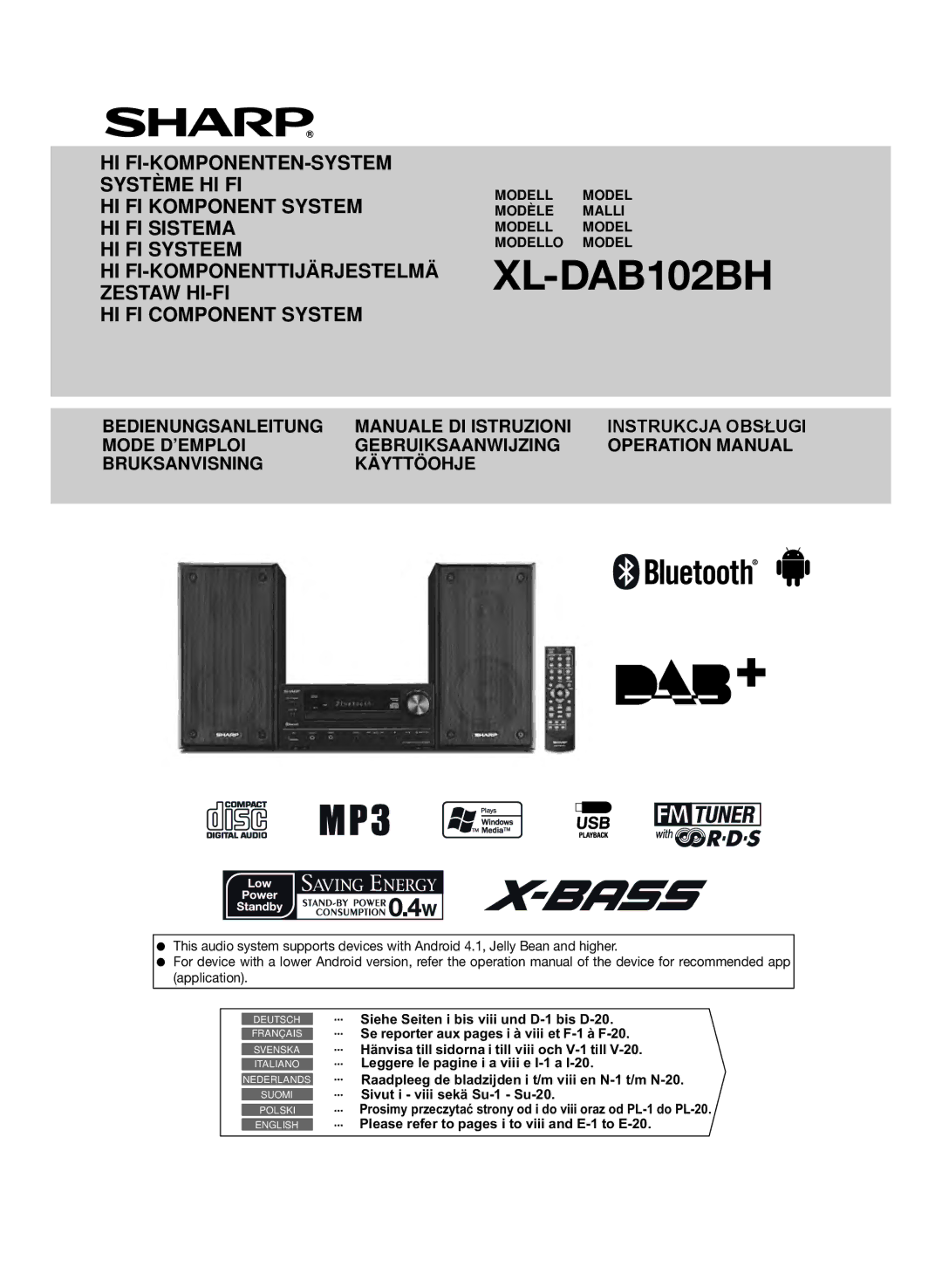 Sharp XL-DAB102DH operation manual HI FI-Komponenten-System 