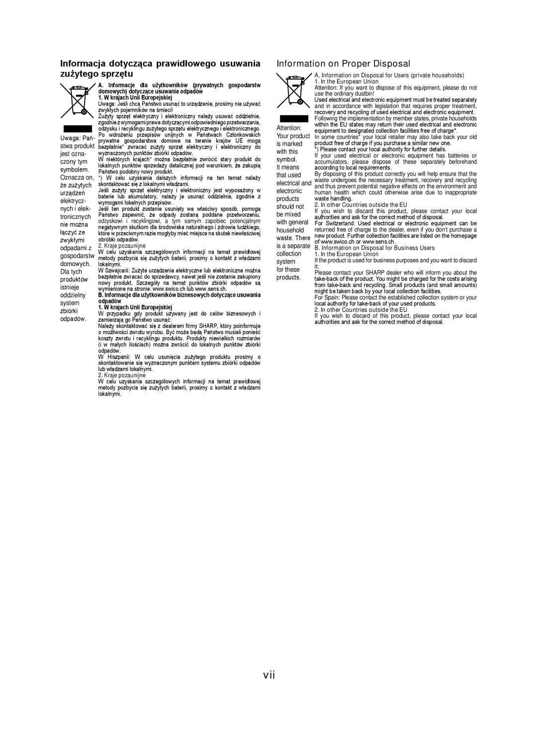 Sharp XL-DAB102DH operation manual Vii, Kraje pozaunijne 