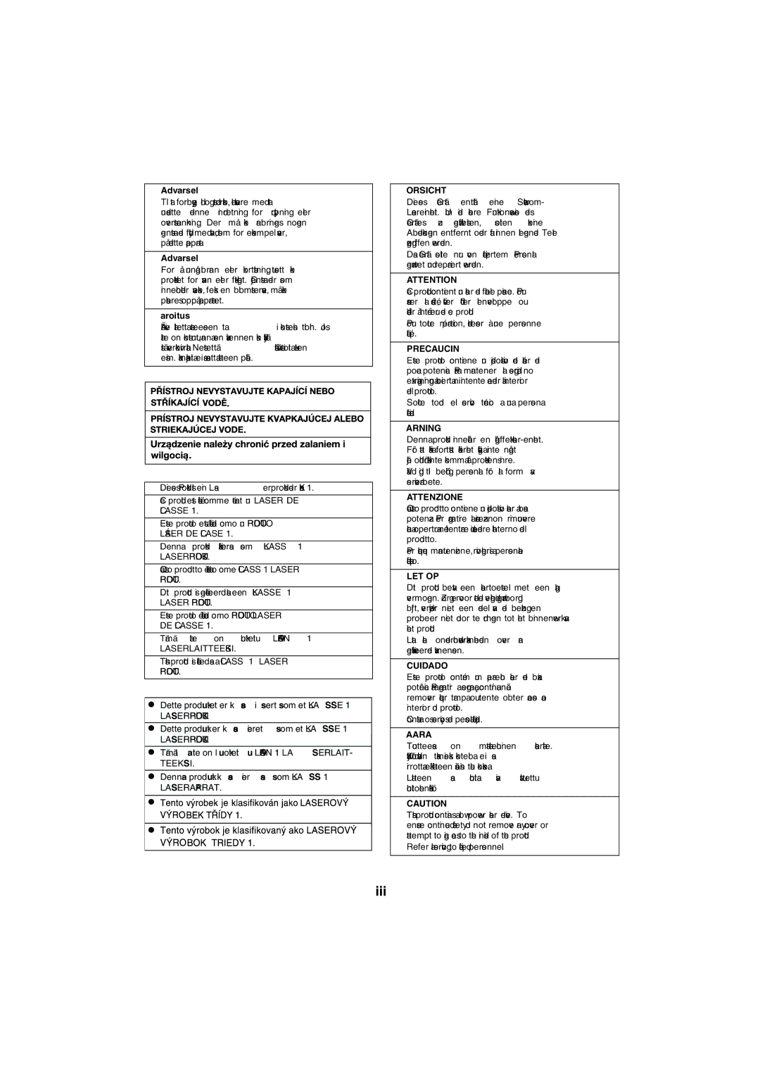 Sharp XL-DAB20NH, XL-DAB10NH operation manual Iii 