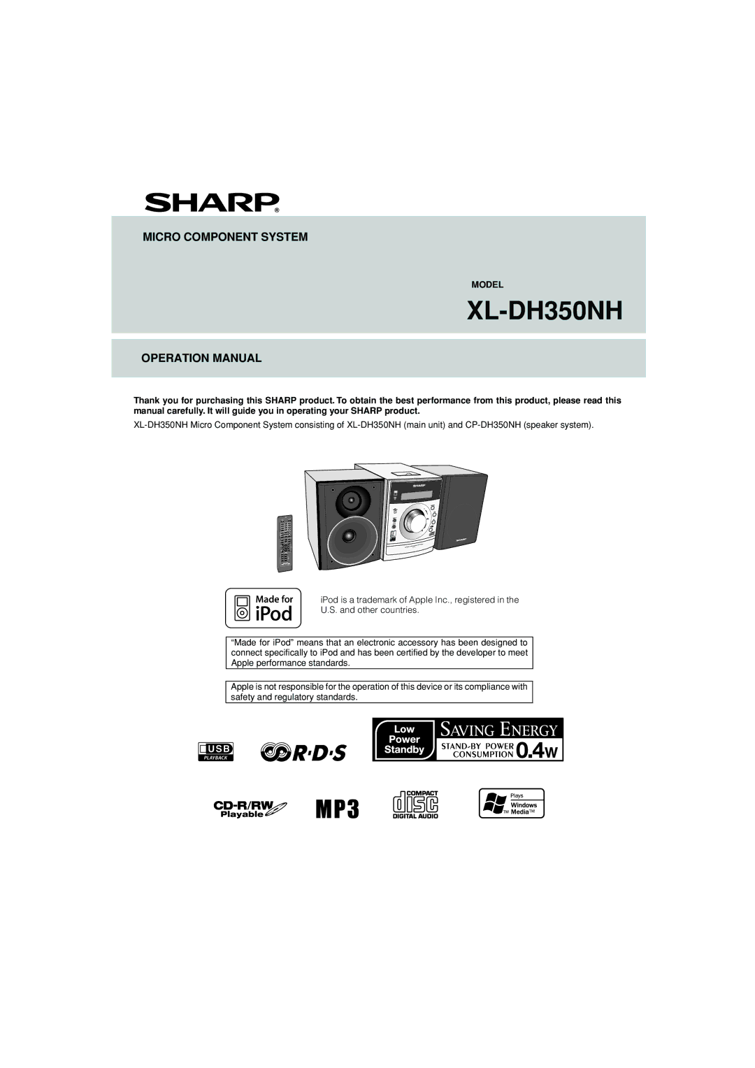 Sharp XL-DH350NH operation manual 