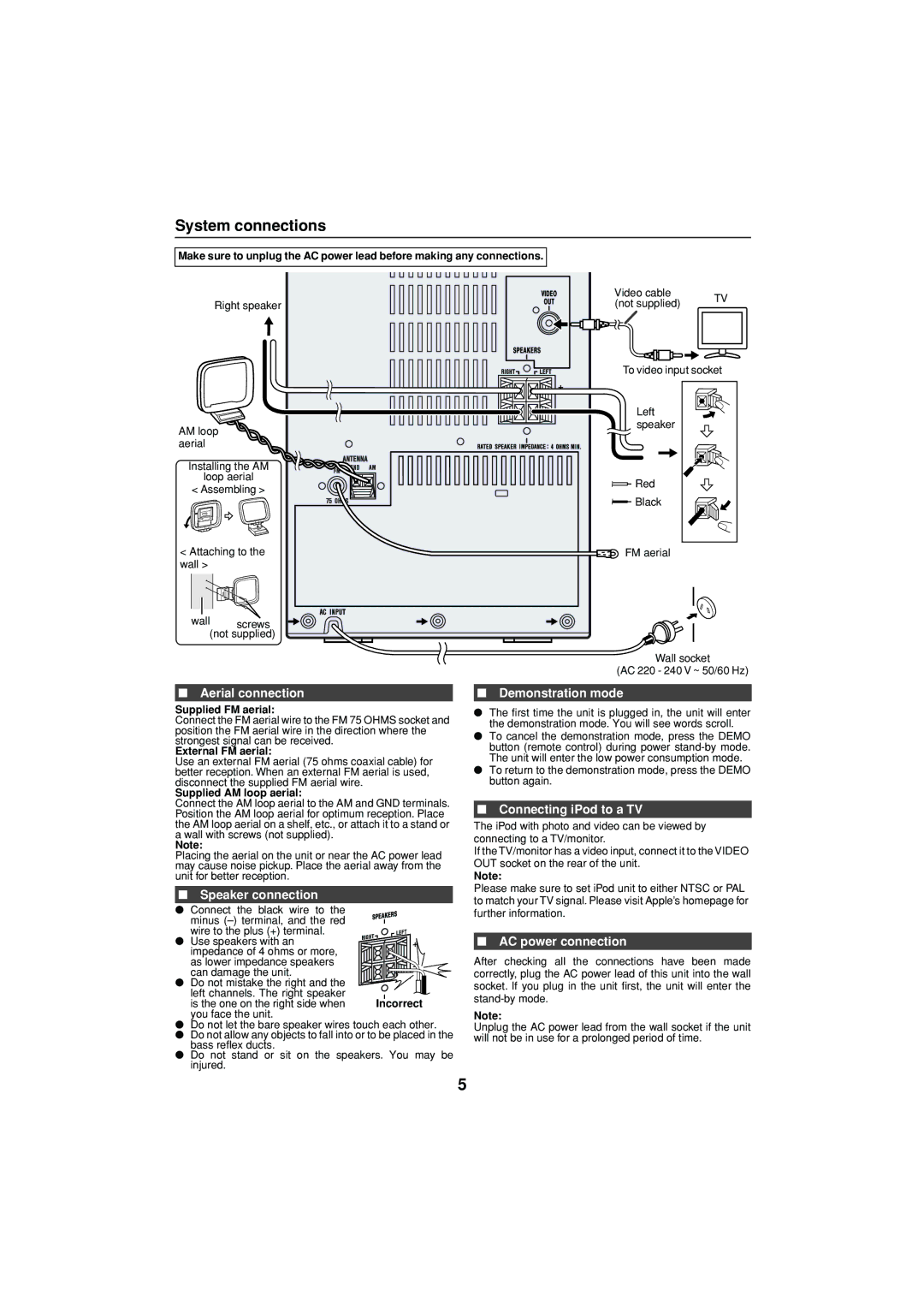 Sharp XL-DH350NH operation manual System connections 