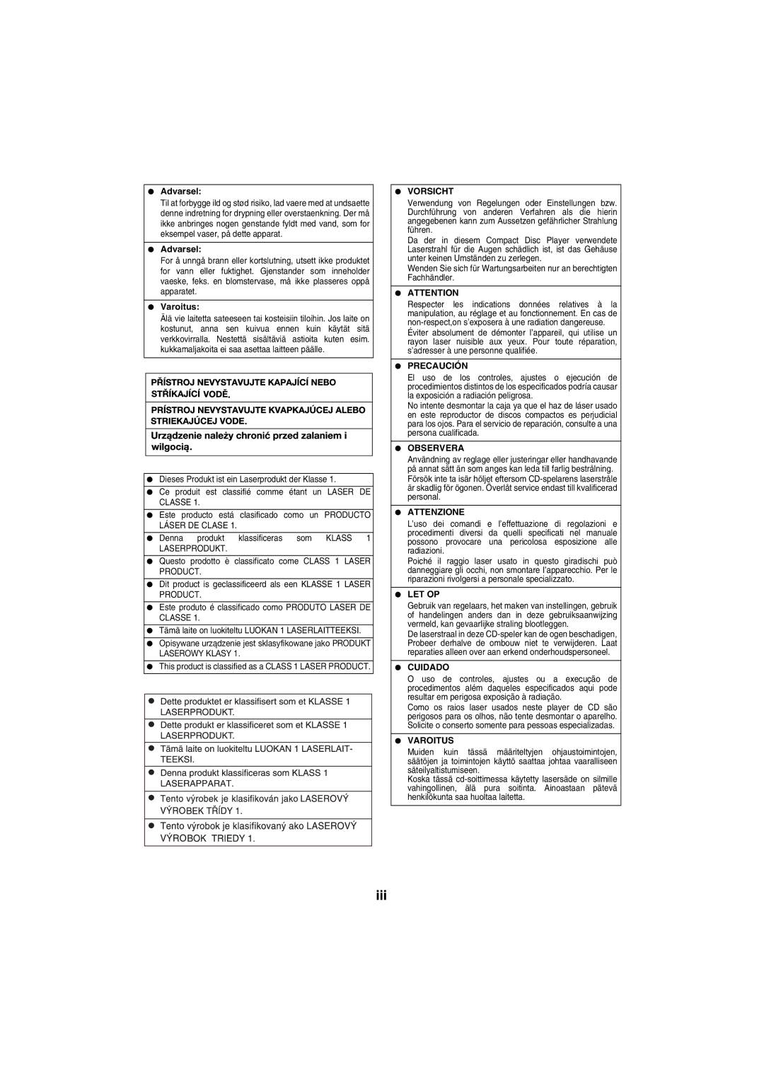 Sharp XL-HF151PH(S), XL-HF151PH(BK) operation manual Iii 