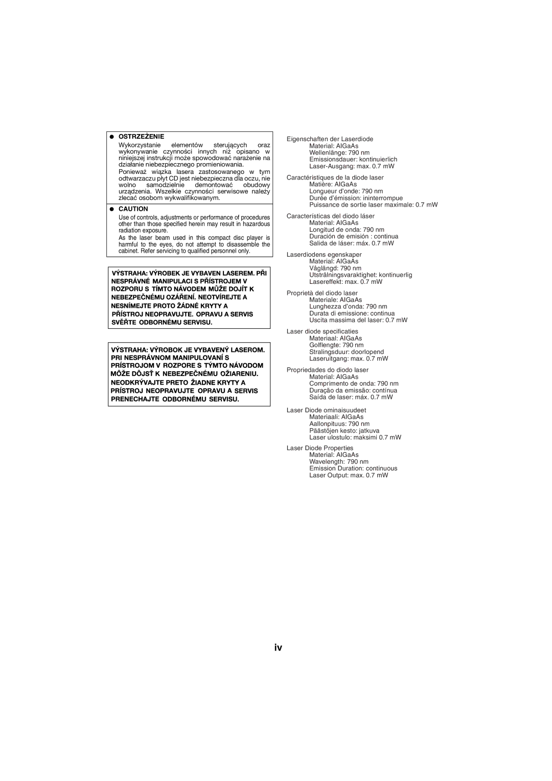 Sharp XL-HF151PH(BK), XL-HF151PH(S) operation manual Ostrzeżenie 