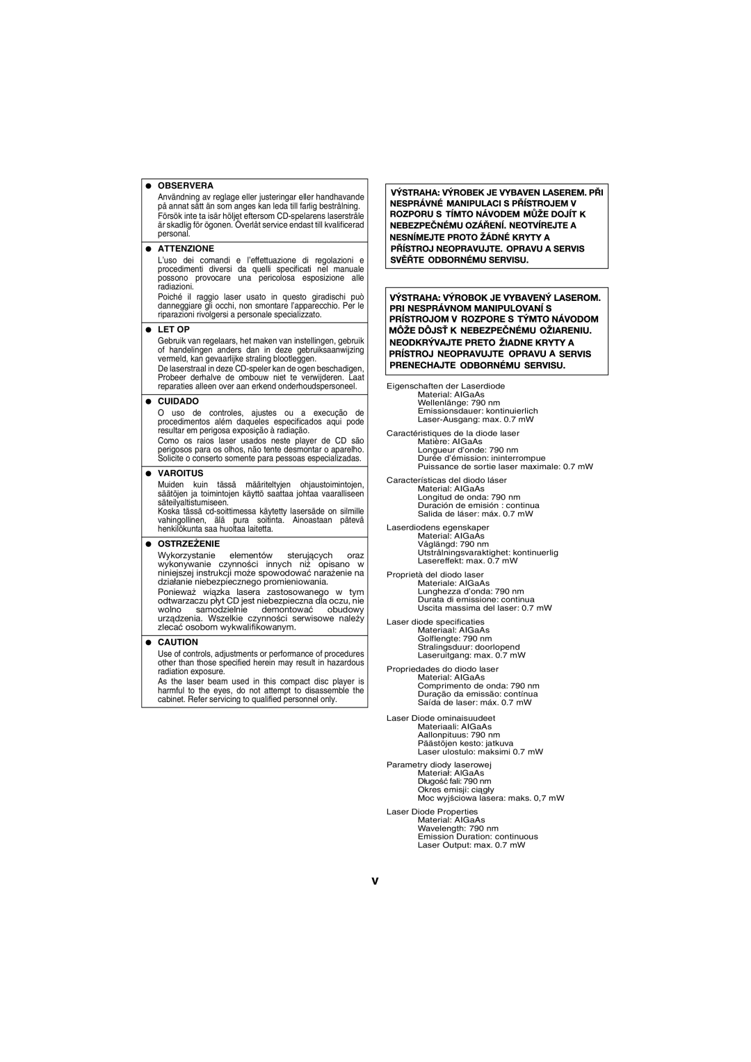 Sharp XL-HF401PH operation manual Observera 