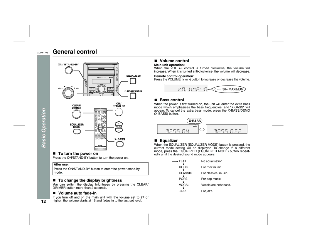 Sharp XL-MP130 operation manual General control 