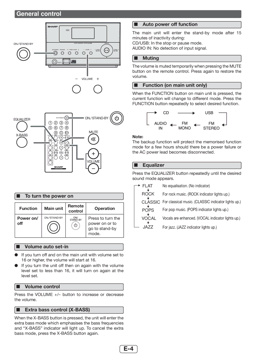 Sharp XL-UH06H operation manual General control 