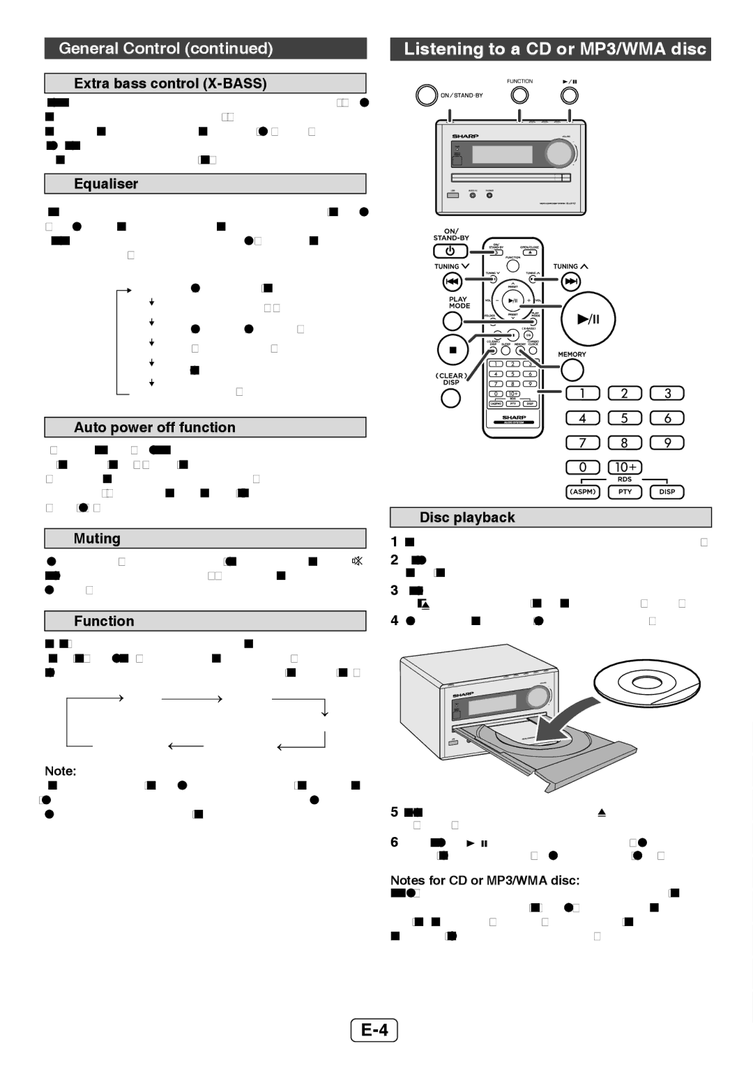 Sharp XL-UH12H operation manual Listening to a CD or MP3/WMA disc, General Control 