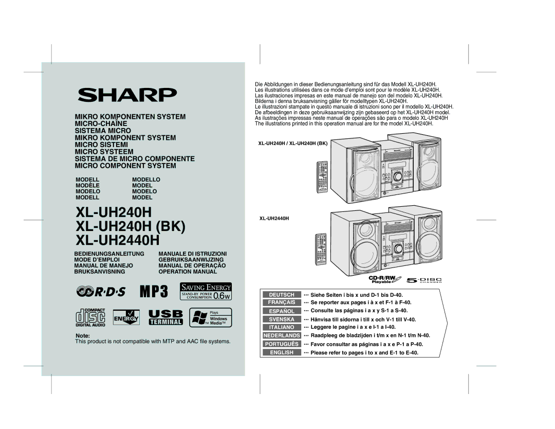 Sharp XL-UH2440H, XL-UH240H (BK) operation manual 