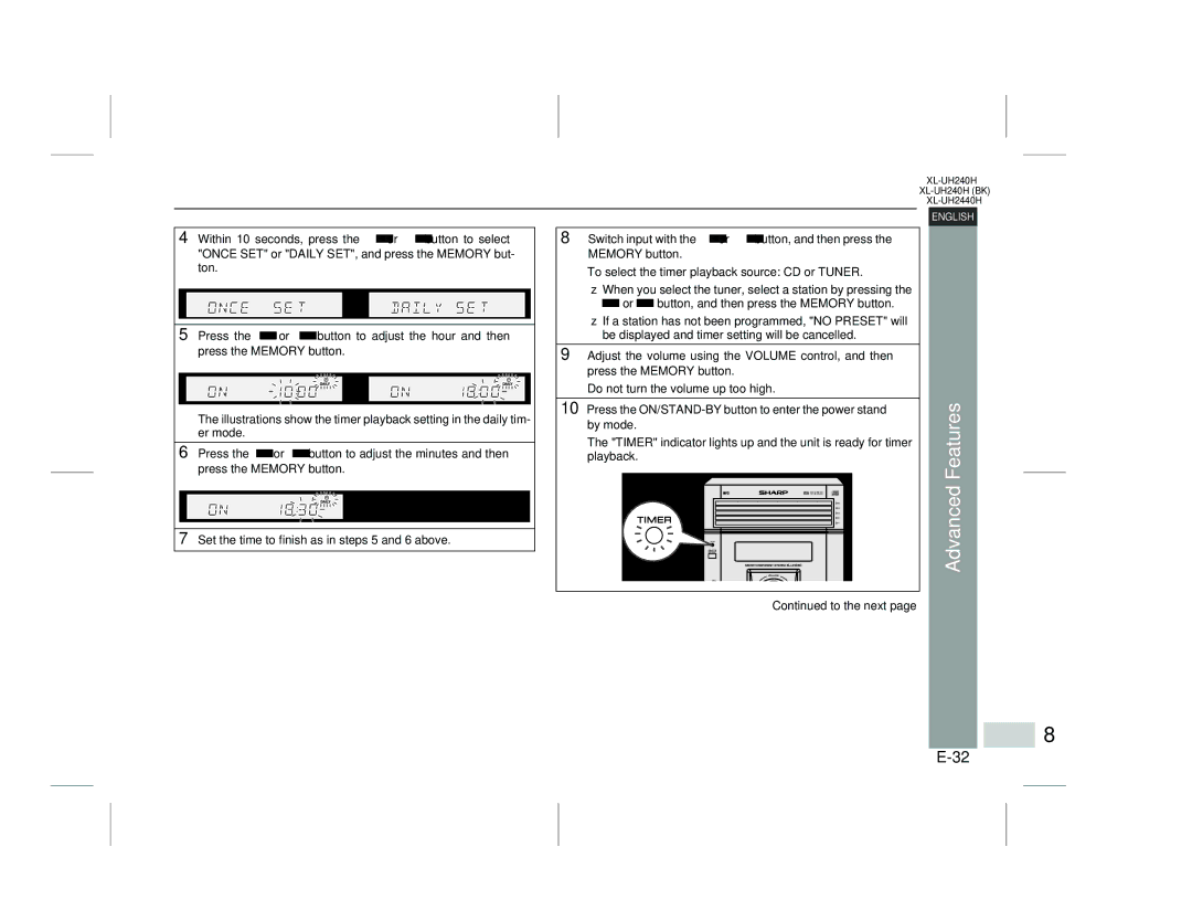 Sharp XL-UH2440H, XL-UH240H (BK) operation manual Do not turn the volume up too high 