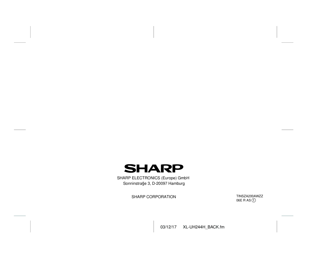 Sharp XL-UH2440H, XL-UH240H (BK) operation manual Sharp Electronics Europe GmbH 