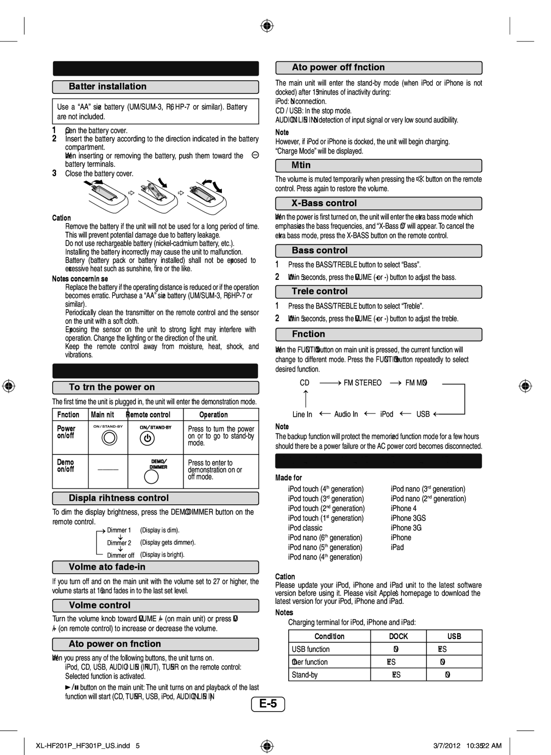 Sharp XLHF201P operation manual Remote control, General control, Listening to the iPod, iPhone or iPad 