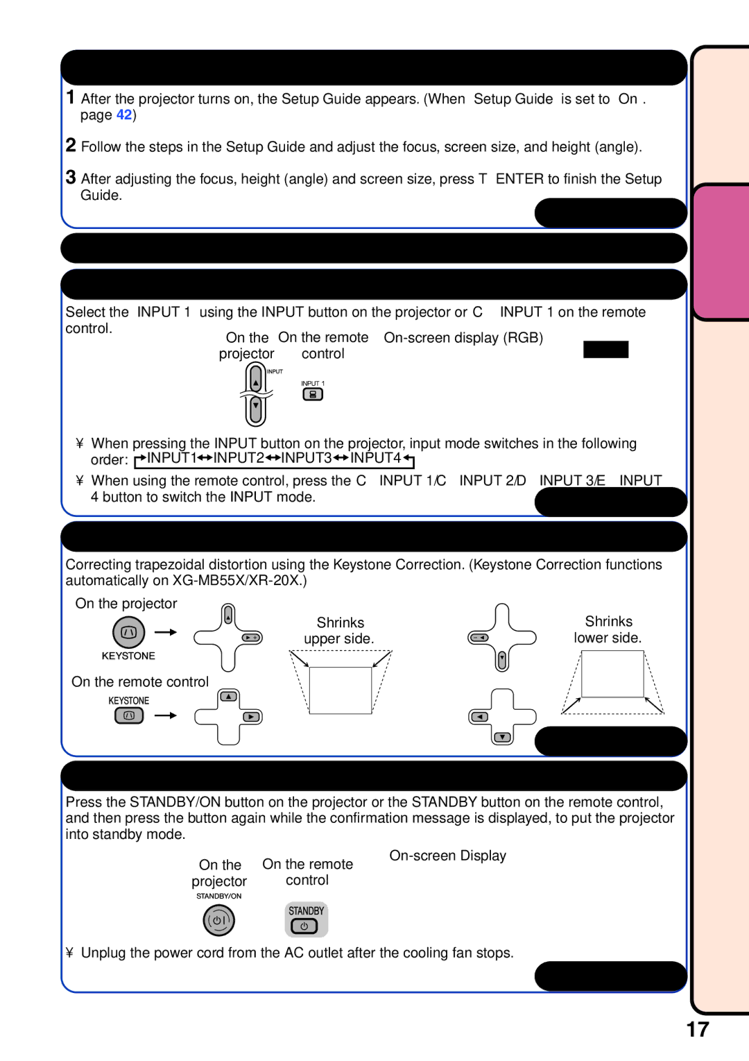 Sharp XR-10X, XR-20S, XR-10S, XR-20X, XG-MB55X operation manual Upper side, Projector 