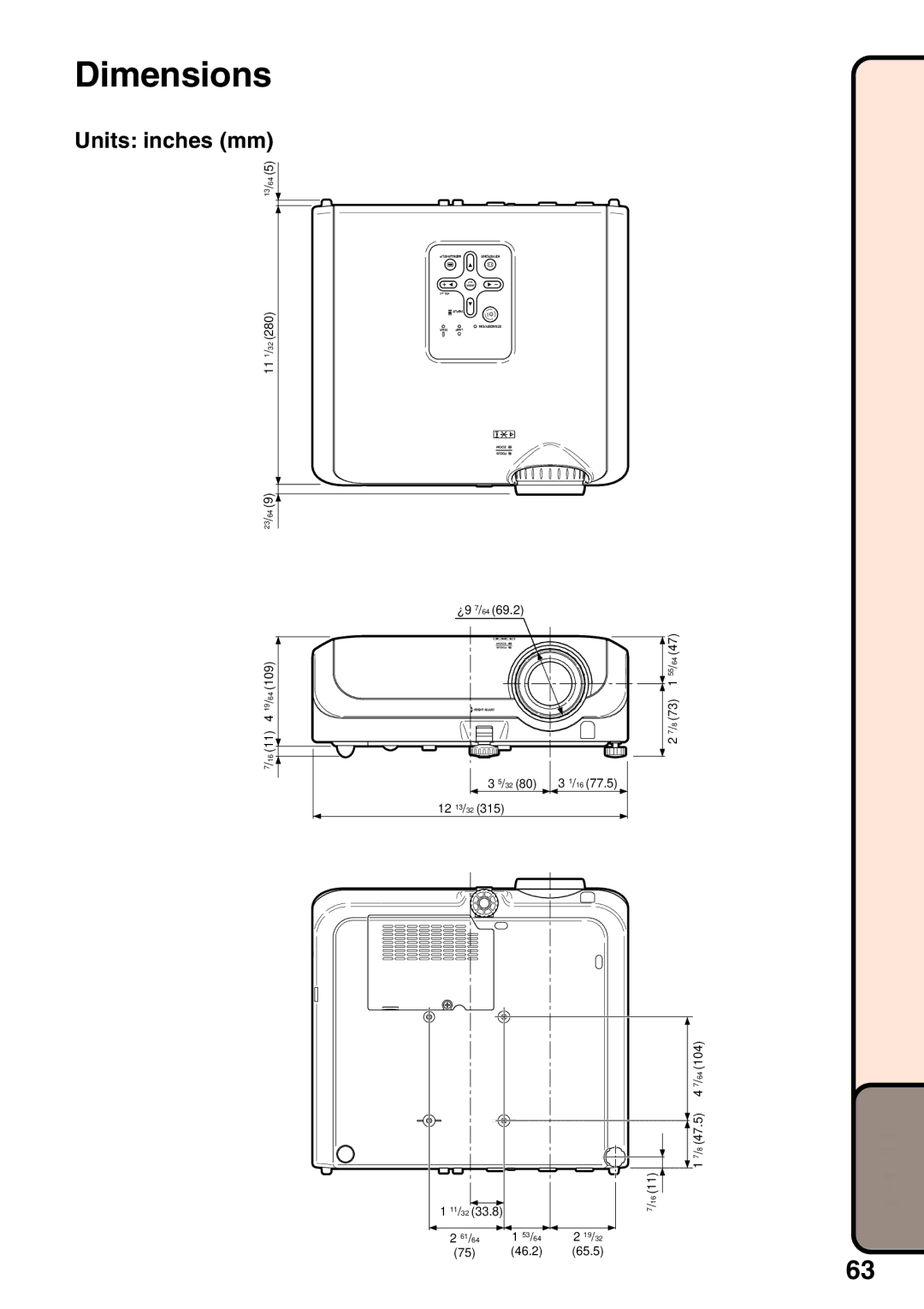 Sharp XR-10S, XR-20S, XR-10X, XR-20X, XG-MB55X operation manual Dimensions 