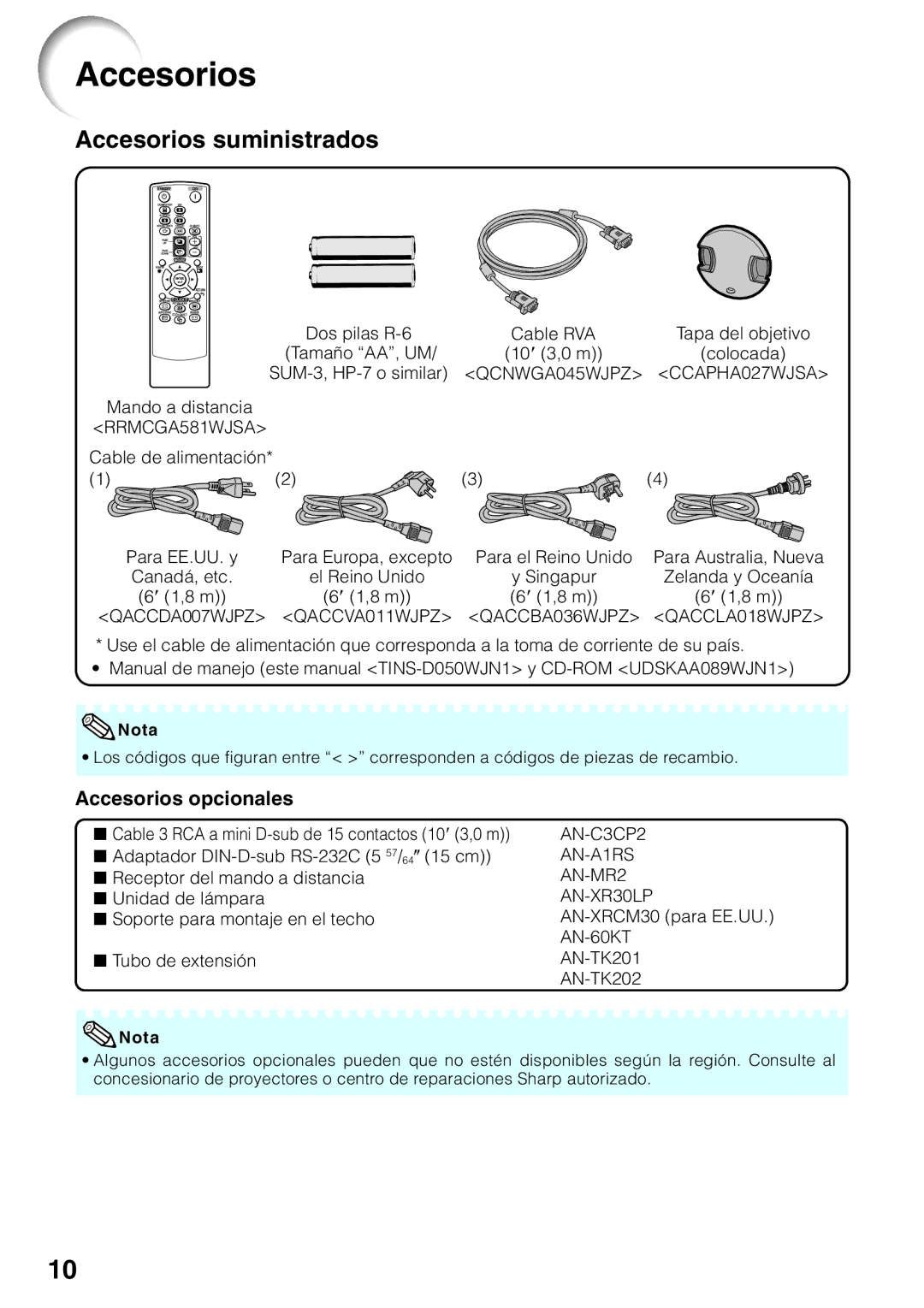 Sharp XR-30X, XR-30S manual Accesorios opcionales 