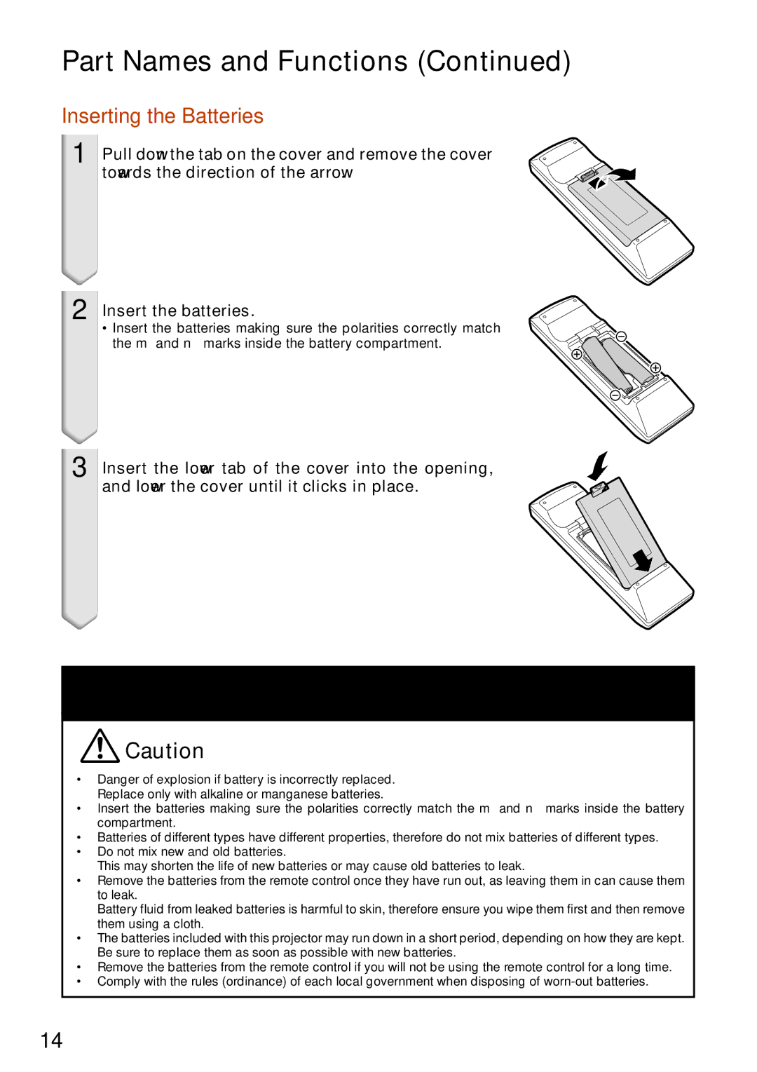 Sharp XR-30X, XR-40X, XR-30S operation manual Inserting the Batteries 