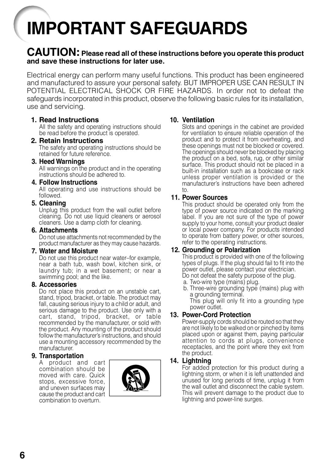 Sharp XR-32X-L, XR-32S-L Read Instructions, Retain Instructions, Heed Warnings, Follow Instructions, Cleaning, Attachments 