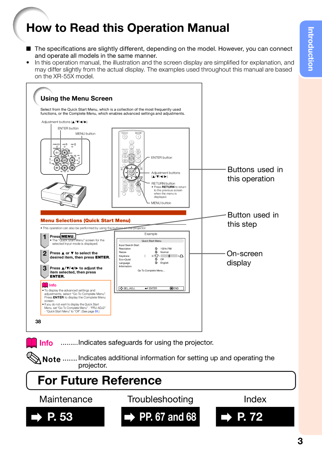 Sharp XR-50S, XR-55X appendix For Future Reference, Maintenance Troubleshooting Index 