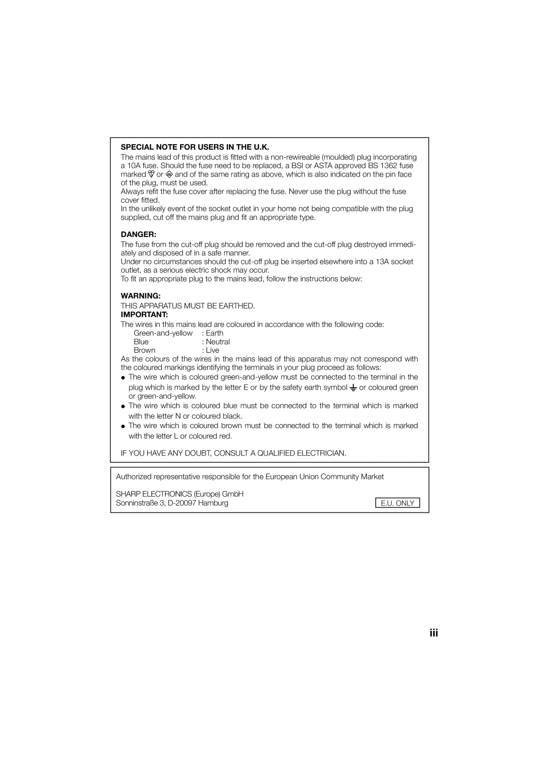 Sharp XR-50S, XR-55X appendix Iii 