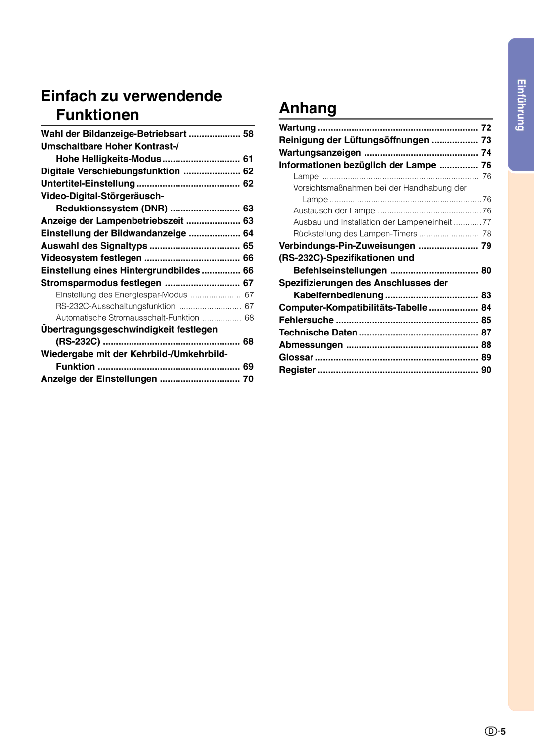 Sharp XV-Z10000 operation manual Einfach zu verwendende Funktionen 