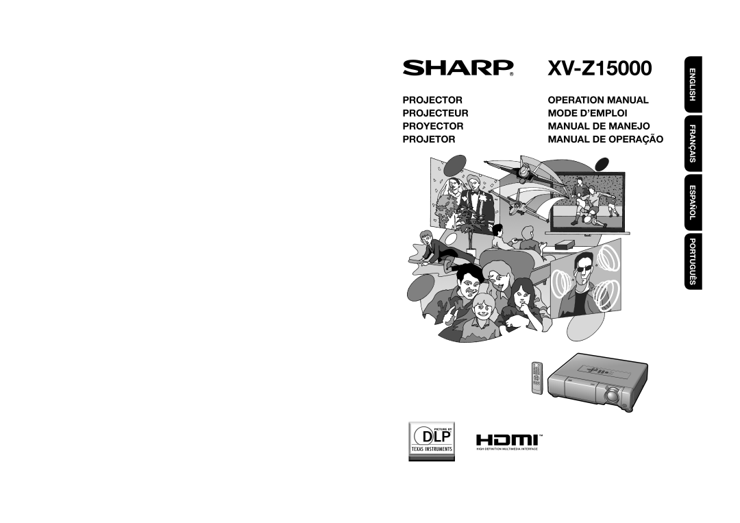 Sharp XV-Z15000 operation manual Projector, Operation Manual, Projecteur, Mode D’Emploi, Proyector, Manual De Manejo 