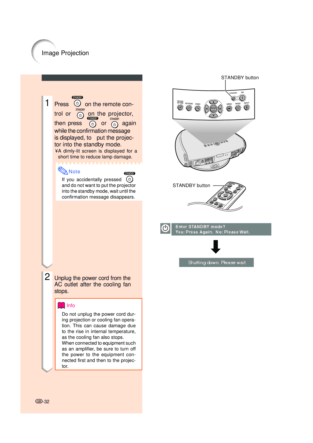 Sharp XV-Z200E operation manual Turning the Power off 