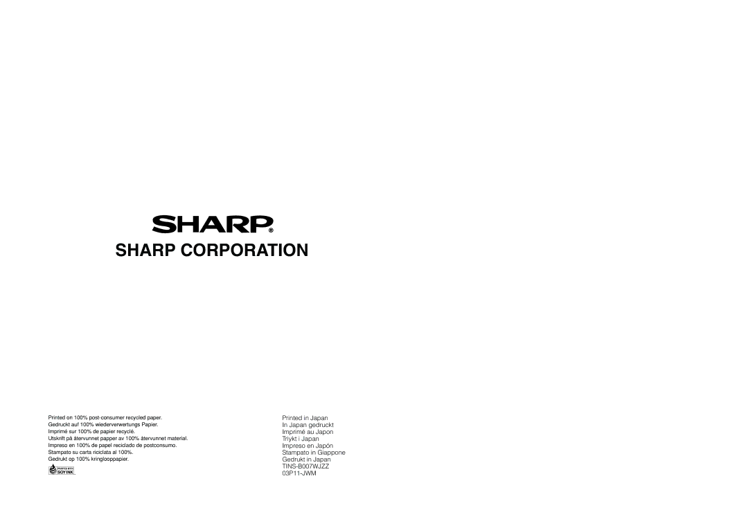 Sharp XV-Z200E operation manual Sharp Corporation 