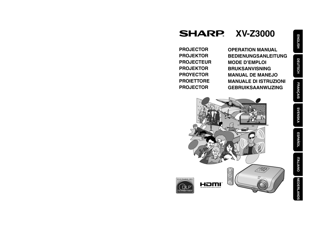Sharp XV-Z3000 manual English Deutsch Français Svenska Español Italiano Nederlands 