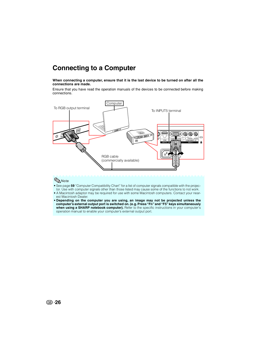 Sharp XV-Z3000 manual Connecting to a Computer, Computer To RGB output terminal 