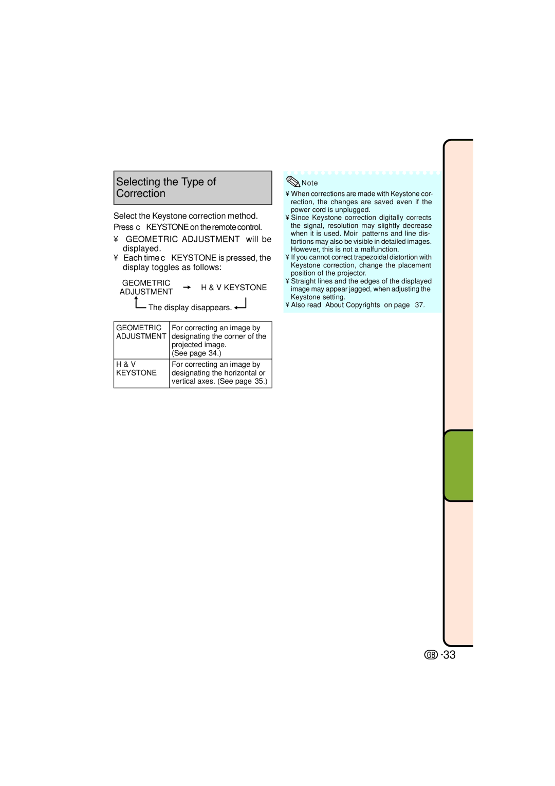 Sharp XV-Z3000 manual Display disappears, For correcting an image by, Designating the corner, Projected image, See 