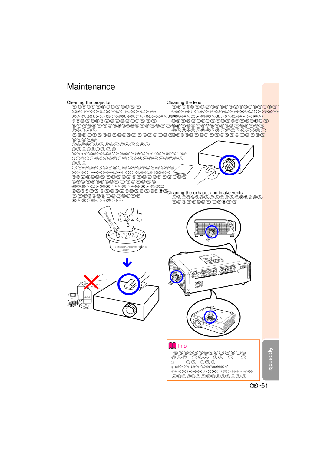 Sharp XV-Z3000 manual Maintenance, Cleaning the projector 